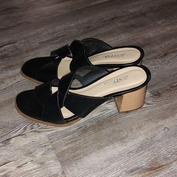 JustFab black Tamara Block Heeled Mule Sz 7.5 - Picture 3 of 8